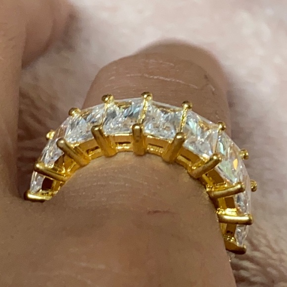 Emerald Gold Plated CZ Eternity Band - Picture 2 of 6